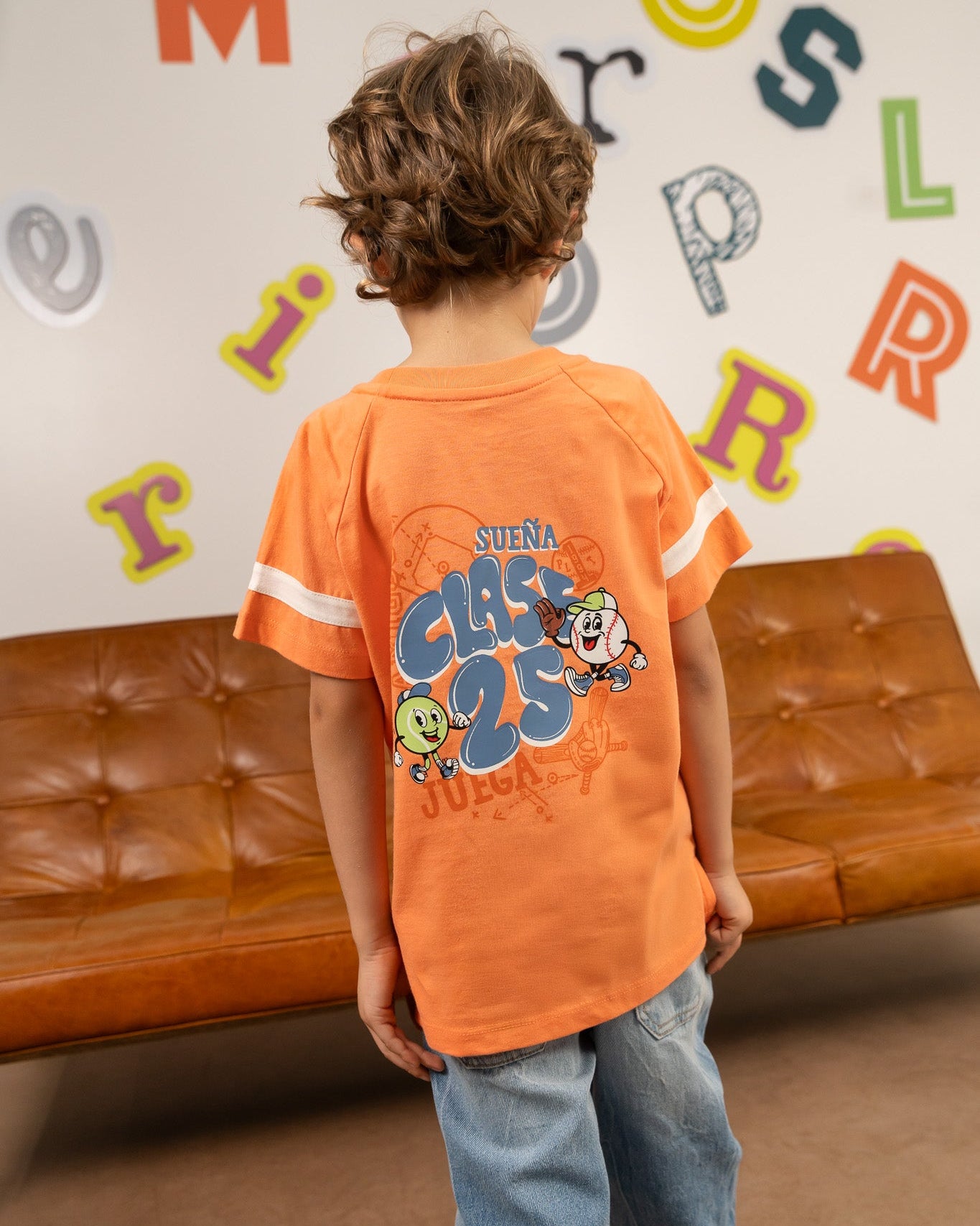 Camiseta Manga Corta Naranja Niños