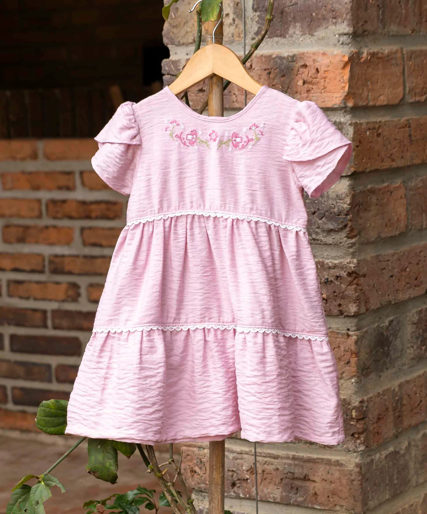 Vestido Corto Para Niña Color Rosa Pálido